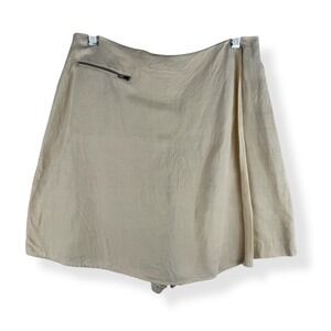 Vintage 90s Mixit Skort Womens Size 8 Silk Linen Skirt Shorts Pastel Yellow